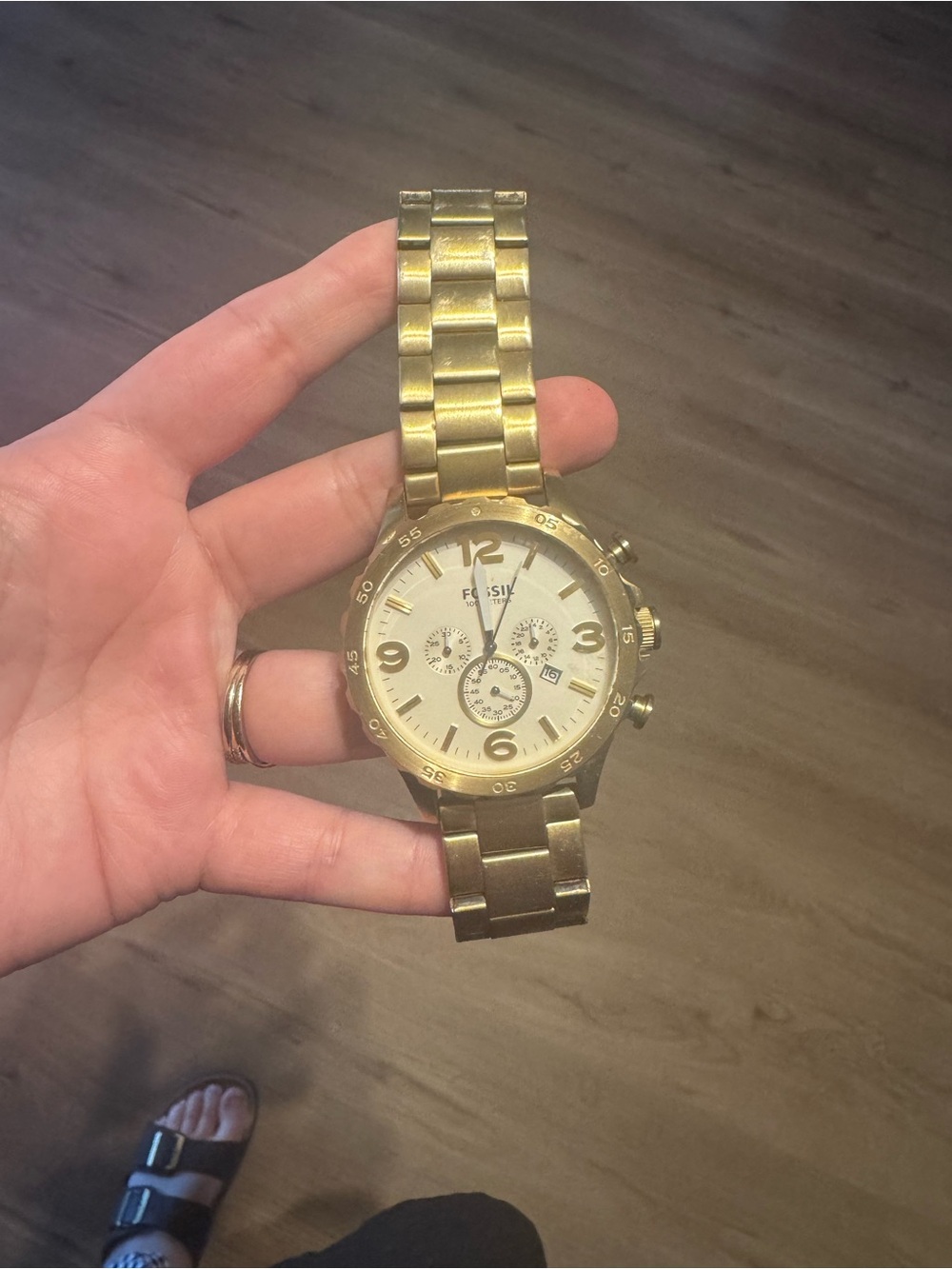 Fossil Gold Men’s Chronograph Watch with Ivory Dial